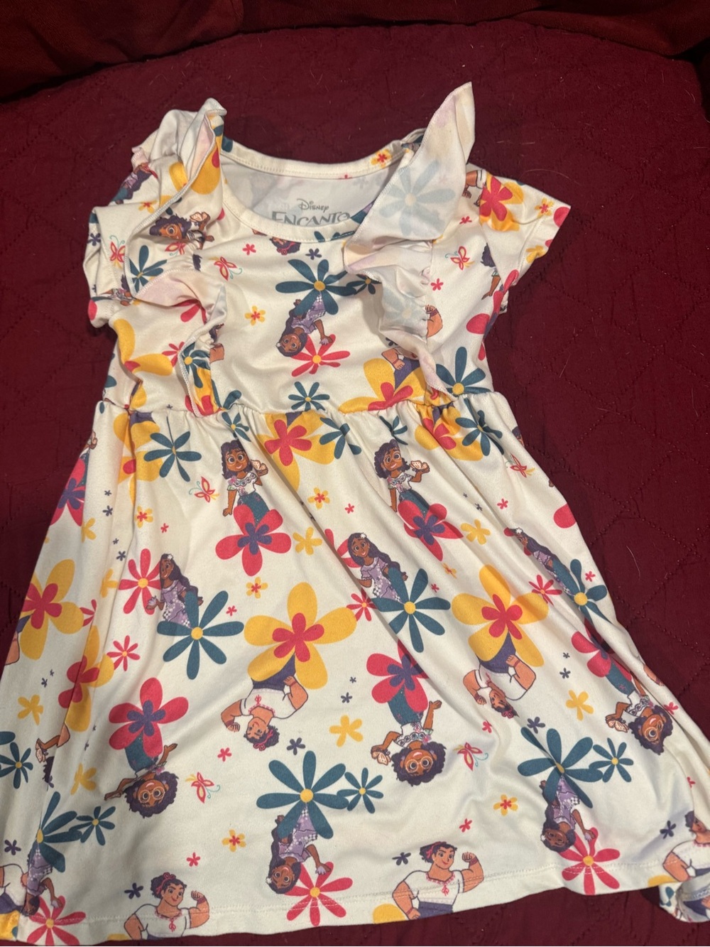 Disney White Floral Encanto Ruffle Sleeve Dress